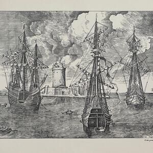 Bruegel, Four-master and Three-masters, Sailing Vessels, Bookplate~ 241229-WH 70